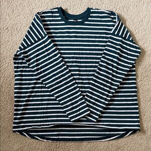 Uniqlo Green Striped Long Sleeve Tee